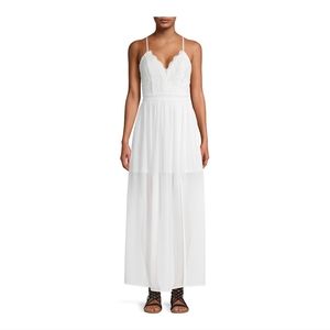 NWT No Boundaries Crochet White Maxi Dress size small